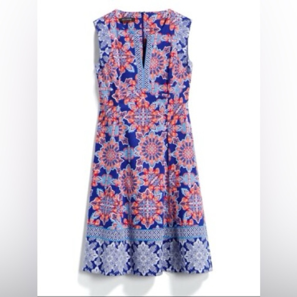 Adorn Adorable Bold Printed Mini Dress V Neck Short Sleeveless XL